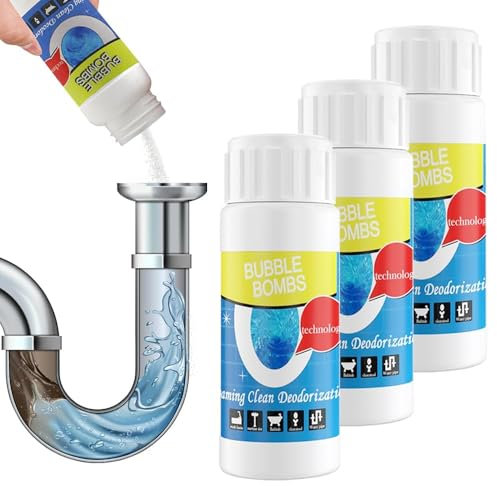 Potente detergente per tubi, 2025, detergente per WC, detergente per scarico, detergente per WC, detergente in schiuma estremamente resistente, per cucina e bagno, rimuove intasamenti e odori (3 pezzi
