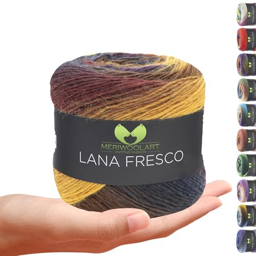 MeriWoolArt® Extrafeine Merinowolle garn zum Stricken oder Häkeln (100g, 380m) - Vielseitig für Hüte, Snoods, Blusen, Tuniken und warme Kleidung für Kinder und Erwachsene