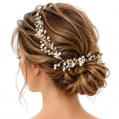 CEJAS 1 Pezzi Coroncina Comunione Bambina, Diadema Con Perle, 35 Cm, Accessorio Per Prima Comunione, Battesimo, Eventi Speciali