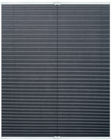 Lichtblick Plissee Klemmfix, ohne Bohren, verspannt, lichtdurchlässig, Blickdicht, Uni, mit eleganter Crushed Optik Grau,55 cm x 130 cm (B x L)