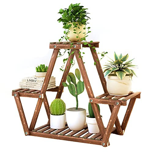 NIREUS Pflanzenständer für drinnen und draußen, Holz-Pflanzenständer für Terrasse, Wohnzimmer, Ecke, Balkon und Garten, Blumentopfständer aus Holz (Y-Stil)