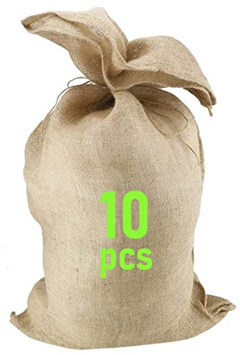 D.RECT Jutesack - 10 Stück | 10xMultifunktionaler Jutesack 85x50cm | Winterschutz für Topf- & Kübelpflanzen | Gartensack I Kartoffelsack I 100% Jute - Strapazierfähig I Natur