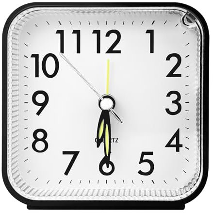 Nutabevr Sveglia Analogica Silenziosa senza Ticchettio, con Funzione Snooze e Luce, Alimentato a Batteria, Sveglia Viaggio Allarme Portatile con Puntatore Luminoso, Movimento al Quarzo silenzioso