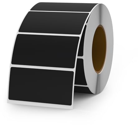 YIKIADA 500 stycken etiketter 25 × 50 mm självhäftande märkning klistermärken vinyl vattentät avtagbar självhäftande etiketter rulle för syltburkar svart