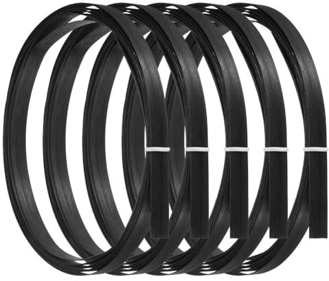 Joselin Strisce di bambù per intrecciare, 7/16 x 10 piedi, confezione da 5 bastoncini sottili in rattan piatto per il fai da te, colore nero