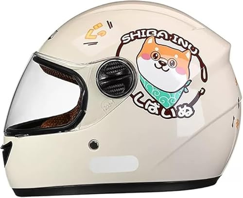 Casco integral de moto para niños, casco scooter homologado ECE con visera solar y bufanda extraíble, casco scooter para niños y niñas de 3 a 12 años L,48-55CM