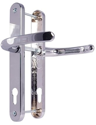 TSS Centre 210mm Screw on Back Plate, 242x34mm Outside UPVC Door Handle (Polished Chrome)92mm