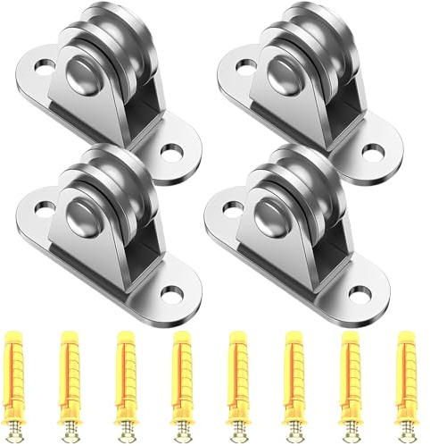 VEGOATY Lot de 4 poulies en métal, poulies de 6 mm pour cordes, poulie avec roulement duplex, bloc de poulie en acier au carbone, poulie avec roulements à billes pour la manipulation et le mouvement