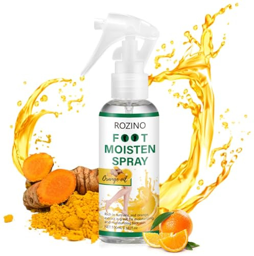 Curcuma et vitamine C Spray hydratant pour les pieds pour talons craquelés, peaux sèches et callosités, hydratant pour les pieds, formule à absorption rapide pour des pieds doux et lisses pour tous