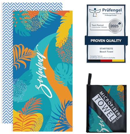 Startseite 200 x 90 cm Microfibre Towel - Large Size Quick Drying Microfibre Beach Towels for adults, Sand-Free, Absorbentextra large Beach Towels for adults - Includes Storage Bag (Word)