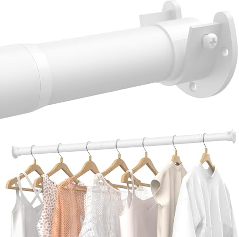 Supforce Wardrobe Rail, 43-249cm Wardrobe Rail and Fittings White | Stepless Adjustable, Easy Installation, 30 KG Heavy Duty Hold, Multiple Size / Color Options, Wardrobe/Cloakroom/Laundry Use