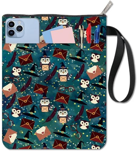 craspire Eulen Buchumschläge Buchschutz Magic Elements Buchhülle Für Taschenbücher Waschbarer Buchumschlag Aus Stoff Mit Reißverschluss Und Zusätzlicher Hüllentasche Für Buchliebhaber Geschenke