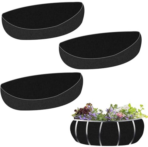 3 Pcs 36 Inch Hanging Basket Liners Wall Trough Liners Fabric for Wall Planters Felt Window Box Non-Woven Hanging Plant for Planters Flower Garden Fence Window Outdoor Wall Basket Avoid Bird Nesting