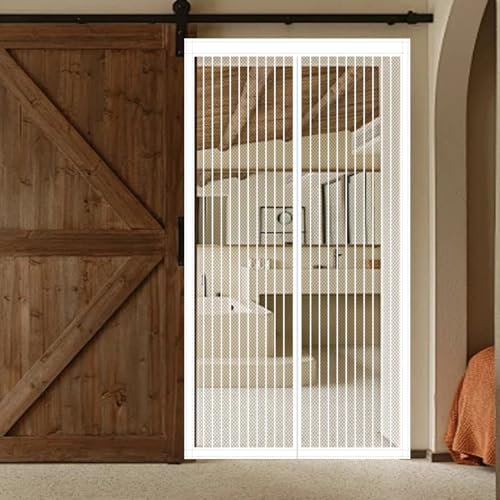 Fliegengitter Magnet Balkontür 88 x 180 cm Automatisch Verschließen Insektenschutz Vorhang Ohne Bohren für Balkontür/Zimmertür Und Terrassentür, Weiß