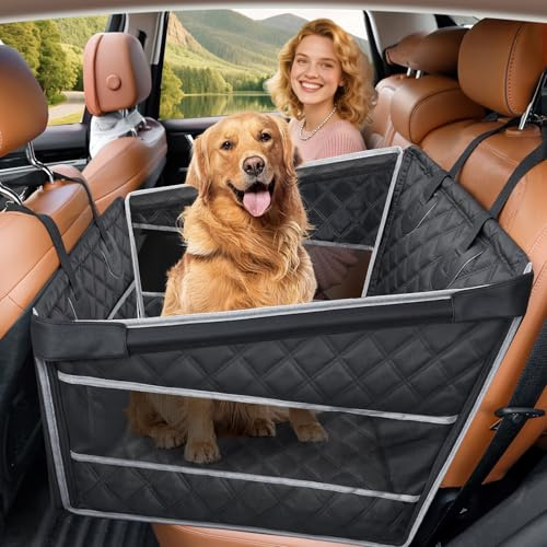Gimars Mise À Niveau Siège Auto Chien de Moyenne et Petite Taille, Renforcé Étanche Panier Chien Voiture, Élargi Transport Chat Voiture avec Fenêtres en Filet Et Ceintures de Sécurité, M