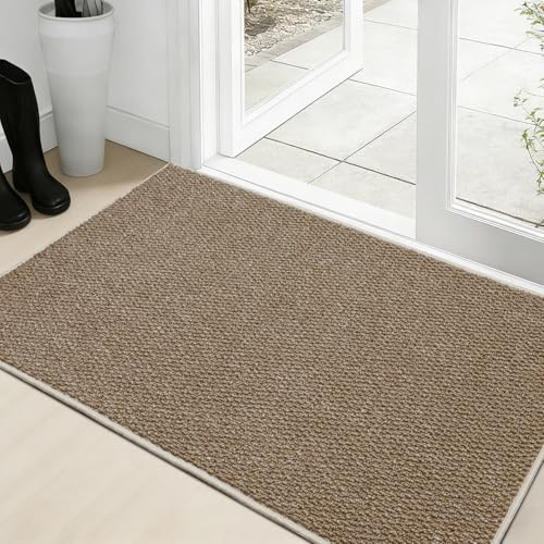 J Rombol Dirt Trapping Door Mat 32x48, Absorbent & Quick-Dry Entryway Rug, Washable Non-Slip Doormat for Muddy Paws & Shoes, Low-Profile Back & Front Door Mat Indoor Entrance, Taupe