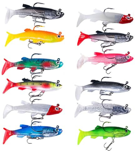 12 cebos de lucio, Esforzarse Wobbler con caja, equipo de pesca familiar, regalo de pesca, cebos de pesca, cebos de pesca, cebos de pesca