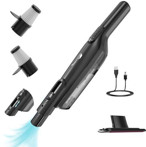 AYONTIN Cordless Handheld Vacuum, Lightweight Portable Hand Vacuum Cleaner with LED Light,Rechargeable Hand Held Vacuum with One-Touch Empty, Powerful Suction for Office,Home,Black