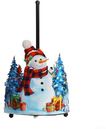 Cracker natalizio, 32 x 18 cm, con pupazzo di neve festivo, decorazione funzionale per cucina con base ponderata, per uso in casa e in ufficio (pupazzo di neve blu)