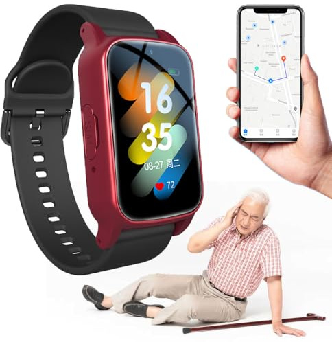 YhsPkAh Reloj Anticaídas para Personas Mayores con GPS, Botón Sos, Teléfono HD Y Respuesta Automática. Alerta De Caídas para Personas Mayores, Alzheimer Y Demencia. Red
