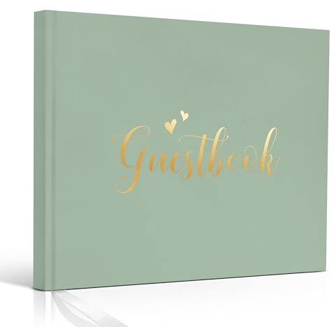 Blank Guest Book, Hardcover Keepsake Book with 100 Blank Pages, 19 x 24 cm, 160gsm Thick Paper, Visitor Sign in Memory Book for Any Occasion