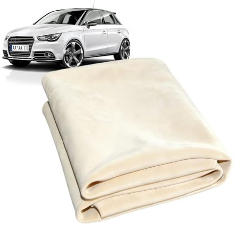 VAGCARS Gamuza para ventanas de piel auténtica (60 x 40 cm), muy absorbente, suave para coche, ventana y cristal, no se cae, no deja marcas