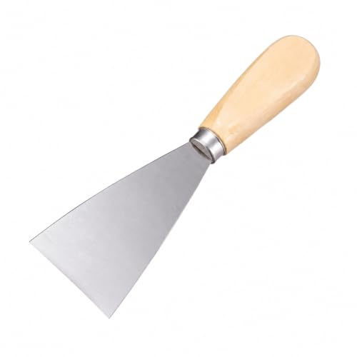 Yunhgft Spatola e Raschietto con Manico in Legno, in Acciaio al Carbonio, per Stucco e Cartongesso - Ideale per un Set di Utensili Completo, 2.5 pollici