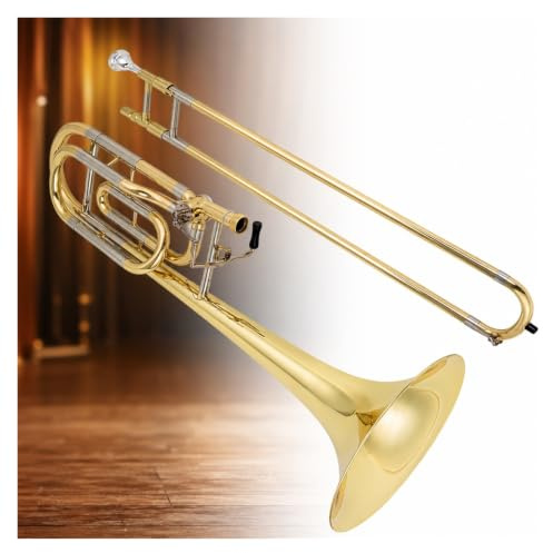 Trombón tenor lacado en oro de tono Bb a F