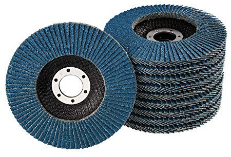 10 Discos de Láminas INOX Azul Grano 60 - Diámetro 125 mm - Disco Abrasivo / de Lija para Amoladora Angular