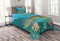 ABAKUHAUS Meerestiere Tagesdecke Set, Sealife Schildkröten im Wasser, Set mit Kissenbezug Klare Farben, für Einzelbetten 170 x 220 cm, Türkis Khaki