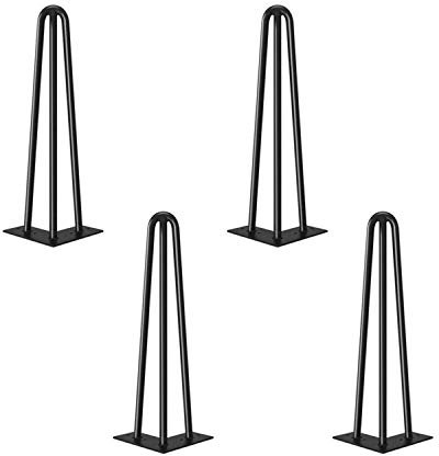 4 Patas Mesa Patas Hairpin Patas a Horquilla Para Mesa de Acero Patas Muebles Robustas Con Tornillos y Bases Protectoras