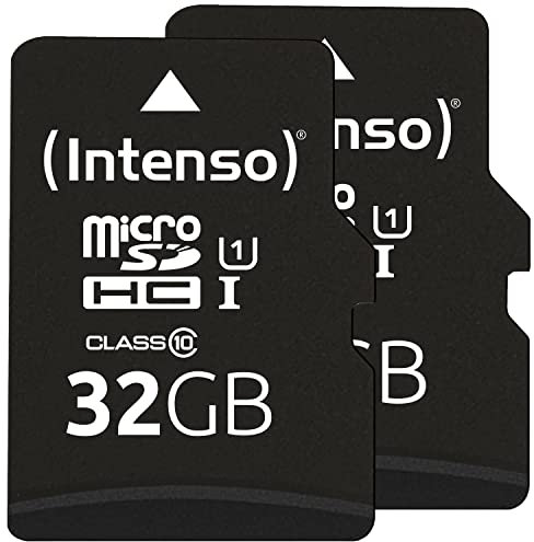 Intenso Premium microSDHC 2x32GB, Class 10 UHS-I Speicherkarte inkl. SD-Adapter (bis zu 90 MB/s) schwarz