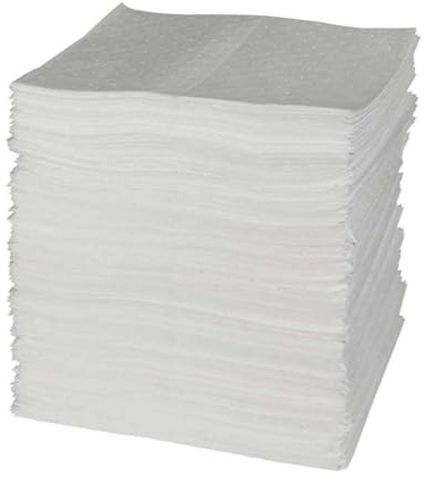 SPC® by Brady Feuilles Absorbantes pour Huiles – Lot de 200 Feuilles Blanches, Légères, 1 Couche, Technologie MAXX, Hydrophobes et Haute Absorption, 40 cm x 50 cm