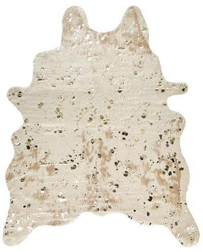 Beliani Alfombra de Piel de Vaca Beige Dorado 130 x 170 cm motas Moderno rústico Bogong