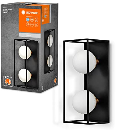 LEDVANCE DECOR Square Badezimmer-Wandleuchte 350X150 IP44, schwarz, G9 Sockel für den Austausch des Leuchtmittels, kann mit einfacher oder smarter Lampe bestückt werden, Schutzklasse IP20