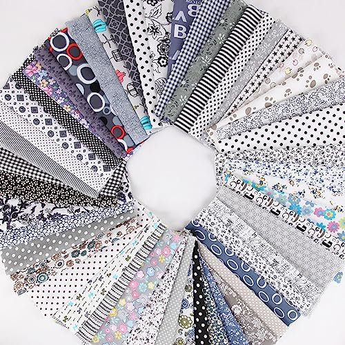 Stoffpakete Patchwork Stoffe,Quadratisches Baumwollgewebe,Cotton Craft Patchwork,Fabric Quilting Patchwork,50PCS DIY Baumwolltuch Nähen DIY Quadrate Baumwolltuch Nähen Handwerk Deko (Graue Serie)