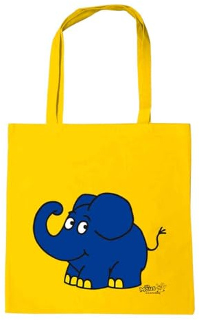 Logoshirt® Die Sendung mit der Maus I Elefant I Happy I Baumwolltasche I gelb I Lizenziertes Originaldesign