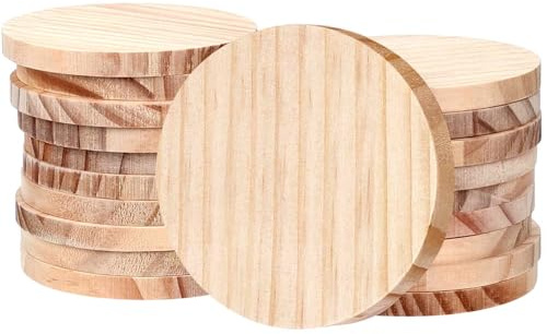 20 discos de madera redondos de 10 cm, discos de madera natural para manualidades, posavasos de madera, para manualidades, manualidades, pintura, placa de madera