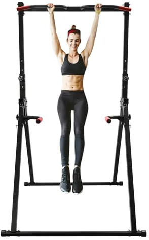 Power Tower, Dip Station Barra de dominadas, altura ajustable, estación de fuerza multifuncional con barra de dominadas, asas para entrenamiento de fuerza en casa, gimnasio, máx. 200 kg