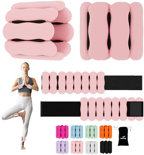Handledsvikter för kvinnor justerbara armvikter 1 par 0,9 kg ankelvikter ben vikt för män 0,5 kg varje handled vikt gång viktade armband för yoga pilates dans hem gym fitness rosa