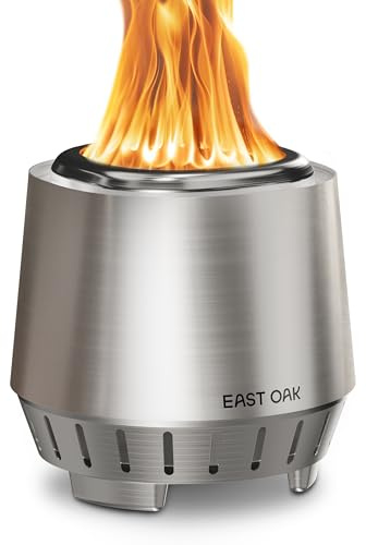 EAST EK Fuoco rökfri bordsskiva eldgrop | 3-i-1 askpanna | bärbar trä- och pellets-eldstad | rostfritt stål | 120% mer effektiv bränning | Bakgård, uteplats och camping | Enkel tändning och kompakt