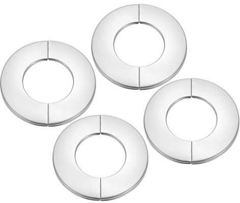 PATIKIL Wall Split Flange 1.4 (35mm),4 Pcs Stainless Steel Round Self-Adhesive Escutcheon Plate Plumbing Wall Cover for Kitchen Bathroom Arm Pipe Faucet Decoration, Silver