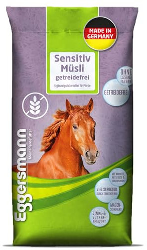 Eggersmann Mein Pferdefutter Sensitiv Müsli getreidefrei 15 kg – stärke- & zuckerreduziert – Ideal bei Cushing, EMS, PSSM & Hufrehe – Pferdemüsli ohne Luzernefasern mit hohem Strukturanteil
