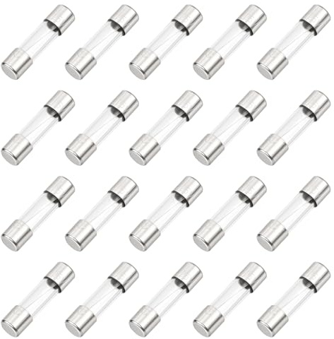 QUARKZMAN 20pz Fusibile in Vetro a Lenta Soffiatura 5A 125V 5x20mm Fusibili a Tubo in Vetro a Ritardo Temporale per Schede PCB Dispositivi Elettronici Elettrodomestici Stringa di Luci