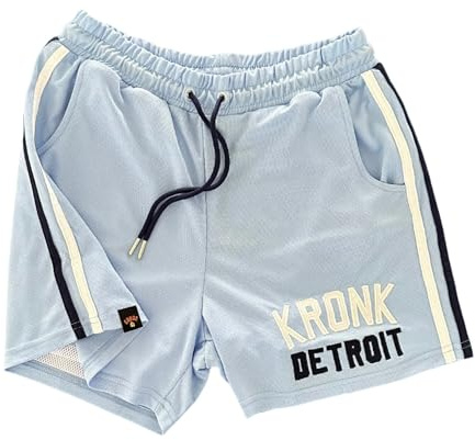 Kronk Iconic Detroit Applique Lined Shorts Sky Blue