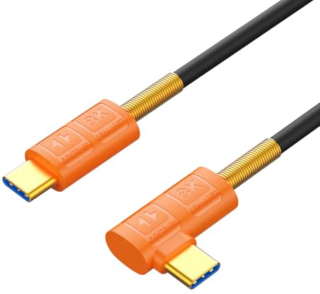 Duttek Right Angle USB C Cable 90 Degree, 240W PD 40Gbps USB4 1.97FT/60CM, Durable Silicone for Laptop/Car/Office, Short Type C to Type C Charger Cord Compatible with iPad Pro, Thunderbolt 4