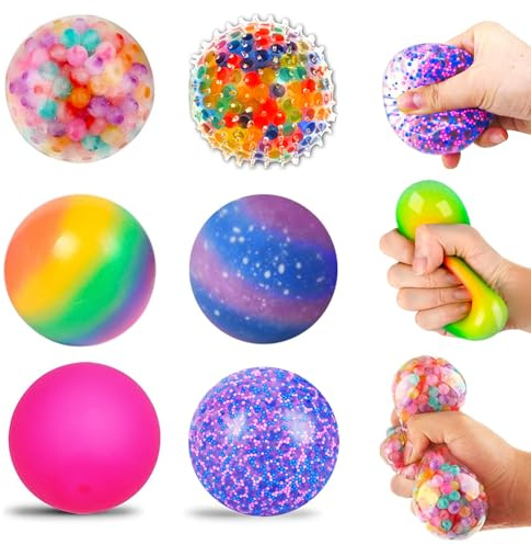 6 Pack Stress Balls for Adults and Kids – Colour Changing Mesh Fidget Ball Set, Sensory Stress Relief Toys, Bouncy Balls for Kids Party Bags, Anxiety Relief Toy for Home, School, Travel