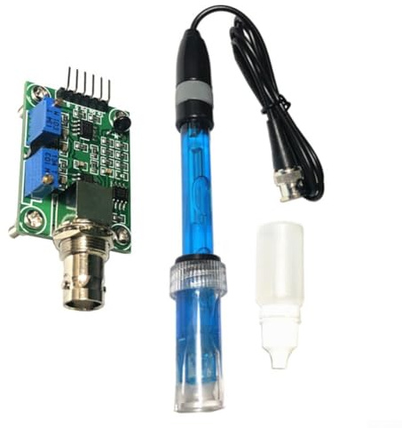 MeevrgR pH Sensor Kit – Digital pH Meter Module & Probe for Arduino Accurate pH0-14 Detection (0-80°C) Water Quality Testing for Drinking(module + blue)