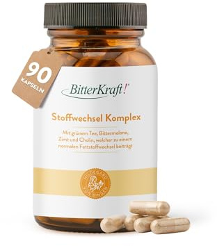 BitterKraft! Stoffwechsel Komplex 90 Kapseln - Energiestoffwechsel & Fettverbrennung – Mit Cholin, Bitterstoffen & Vitaminen – Nach Hildegard von Bingen – Made in Germany