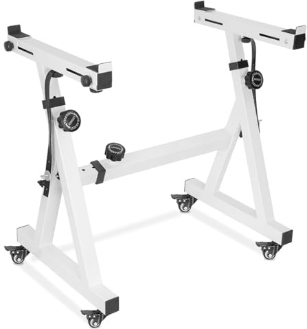 FREEAMG Heavy Duty Z Keyboard Stand with 4 Locking Wheels, Adjustable Height & Width Digital Piano Stand for 54-88 Key Electric Pianos, Keyboards, MIDI Controllers,White